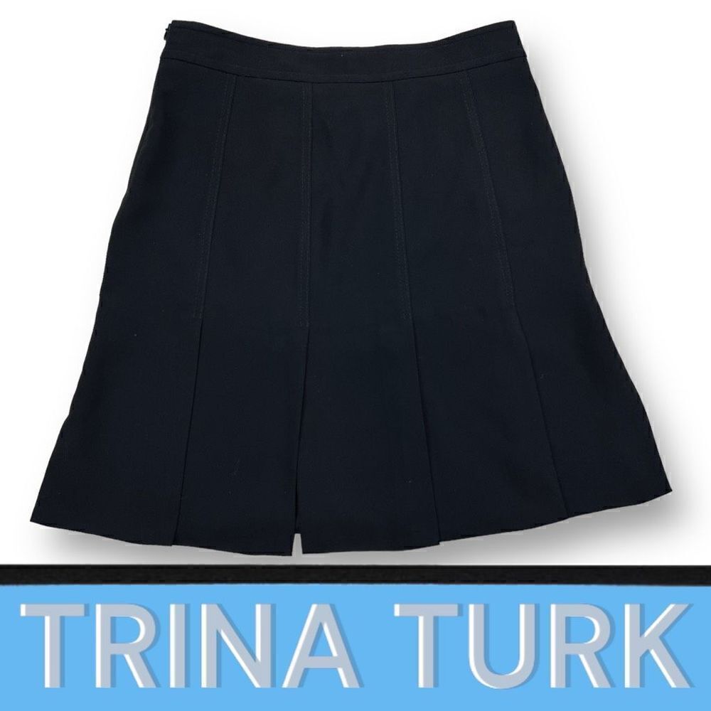 Trina Turk Women's Pleated Casual Skirt High Waisted Black Size 2